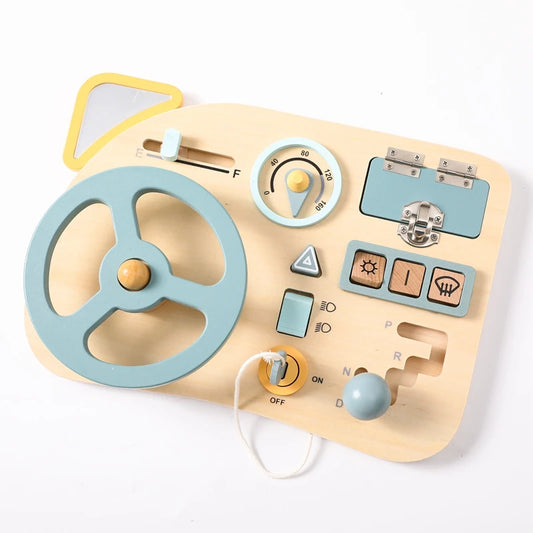 KidZoneStore™ Montessori Travel Busy Board: Wooden Sensory Toddler Learning Toy