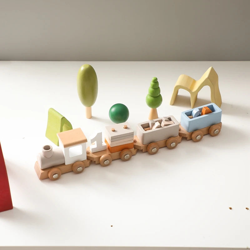 KidZoneStore™ Montessori Wooden Train